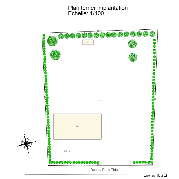 plan terrier. Plan de 2 pièces et 63 m2