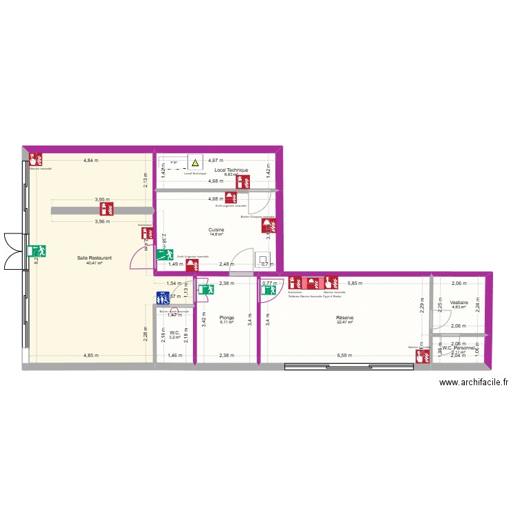 PLAN D'EVACUATION -BAR LE 5 - GRAND CROHOT. Plan de 8 pièces et 102 m2