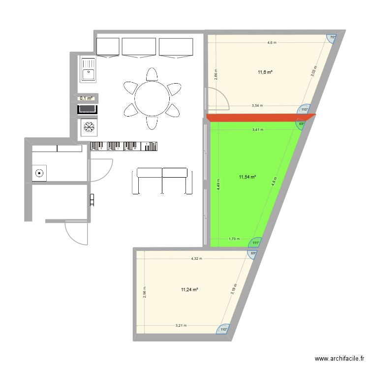 105. Plan de 2 pièces et 10 m2