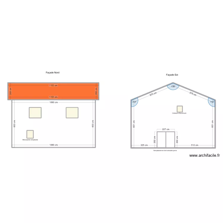 Fa&ccedil;ade Masm&eacute;jean. Plan de 