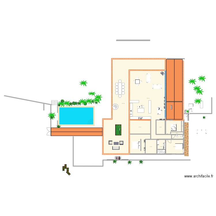 yahoue rdc 6. Plan de 19 pièces et 311 m2