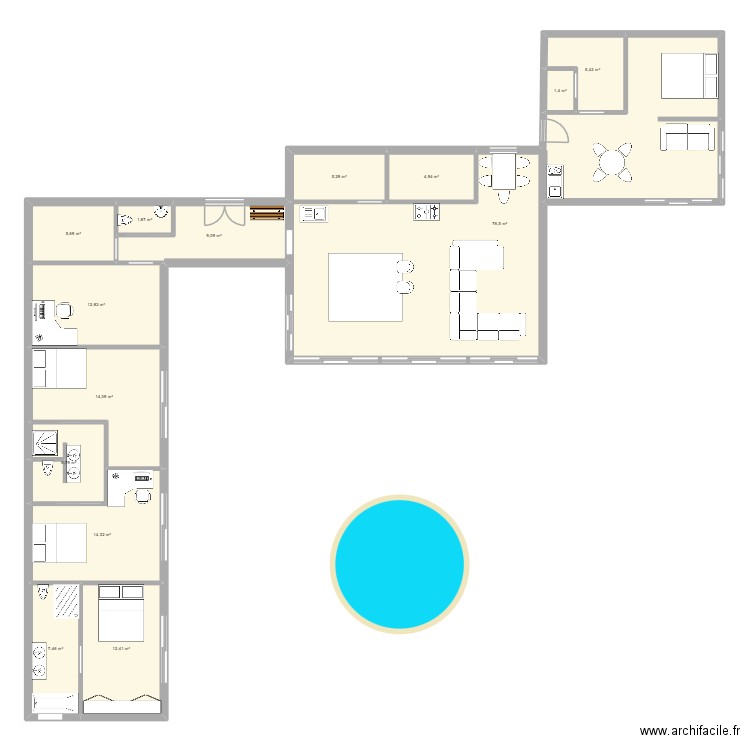 Hoedspruit 3. Plan de 14 pièces et 178 m2
