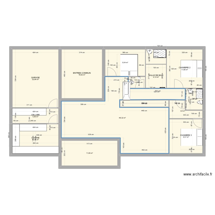 CHARVO1224. Plan de 15 pièces et 163 m2