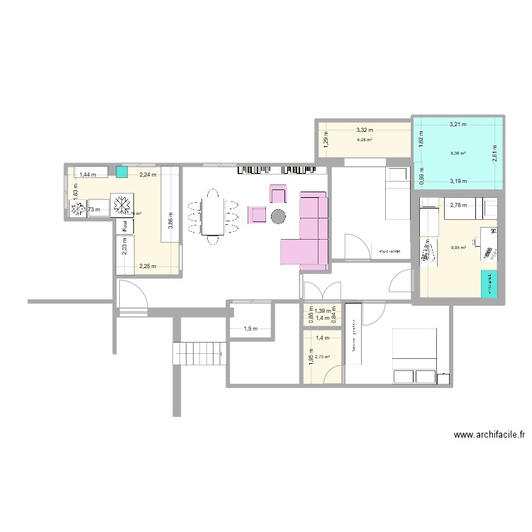 GORO. Plan de 6 pièces et 38 m2