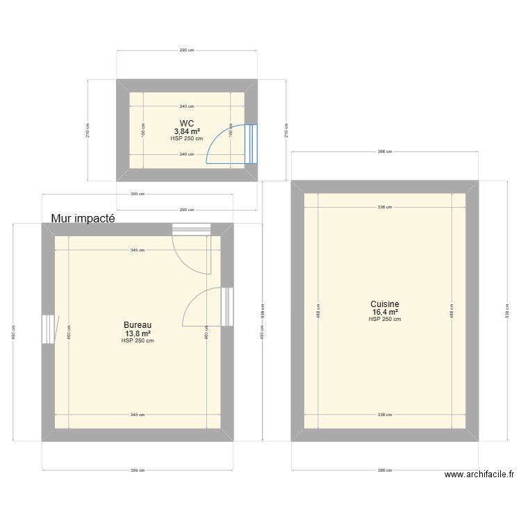 plan KREMER CAROLE. Plan de 3 pièces et 34 m2