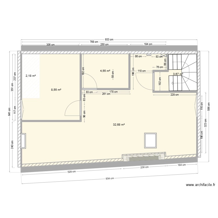 Appartement 3ème étage COTATION BA13. Plan de 5 pièces et 52 m2