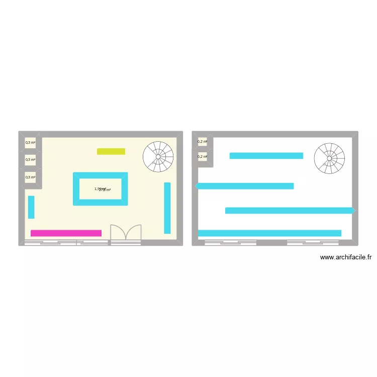 pop up. Plan de 7  et 35 m²