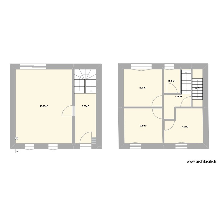 Maison Bellime. Plan de 8 pièces et 69 m2
