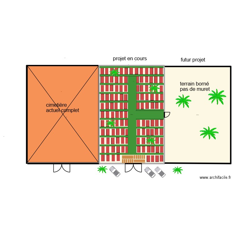 cimetière djerba. Plan de 2 pièces et 1169 m2