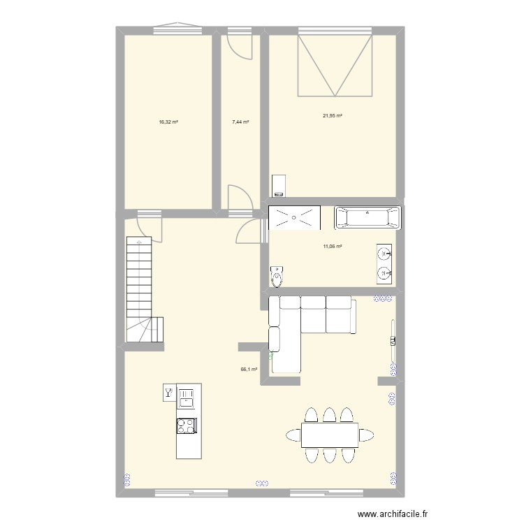 maison. Plan de 5 pièces et 123 m2