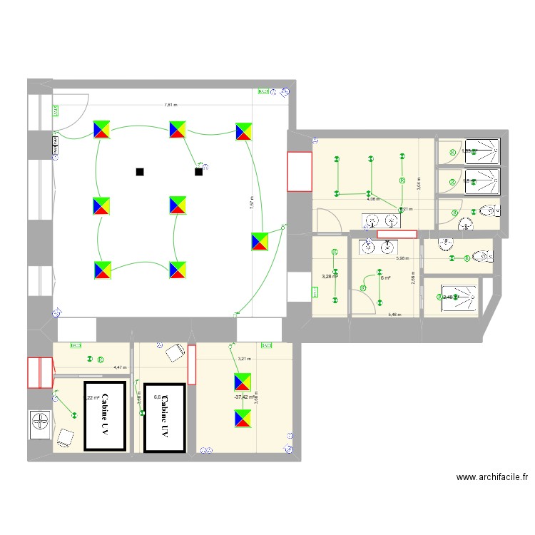 FLOW nouv 08/08. Plan de 8 pièces et 43 m2