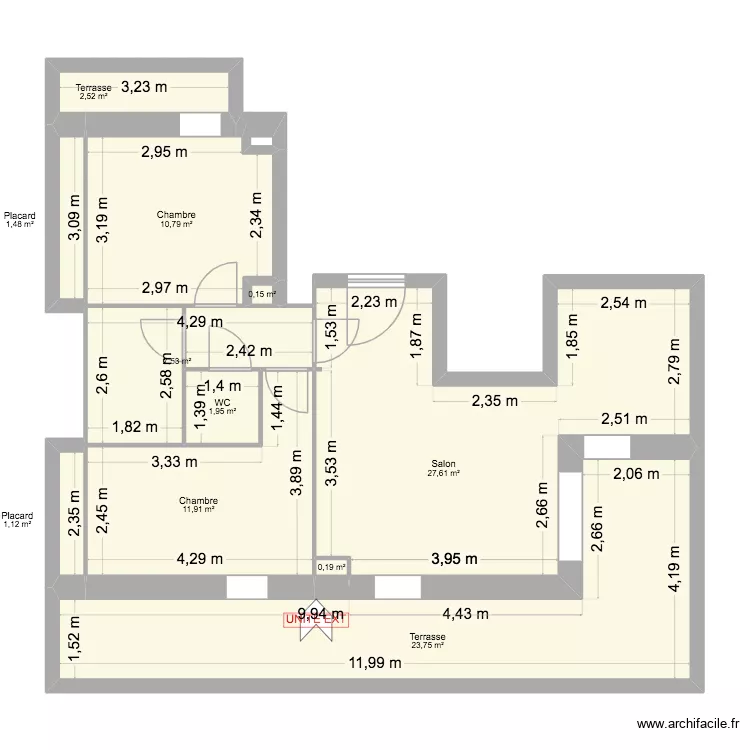 Plan appart. Plan de 11 Pièces et 89 m²