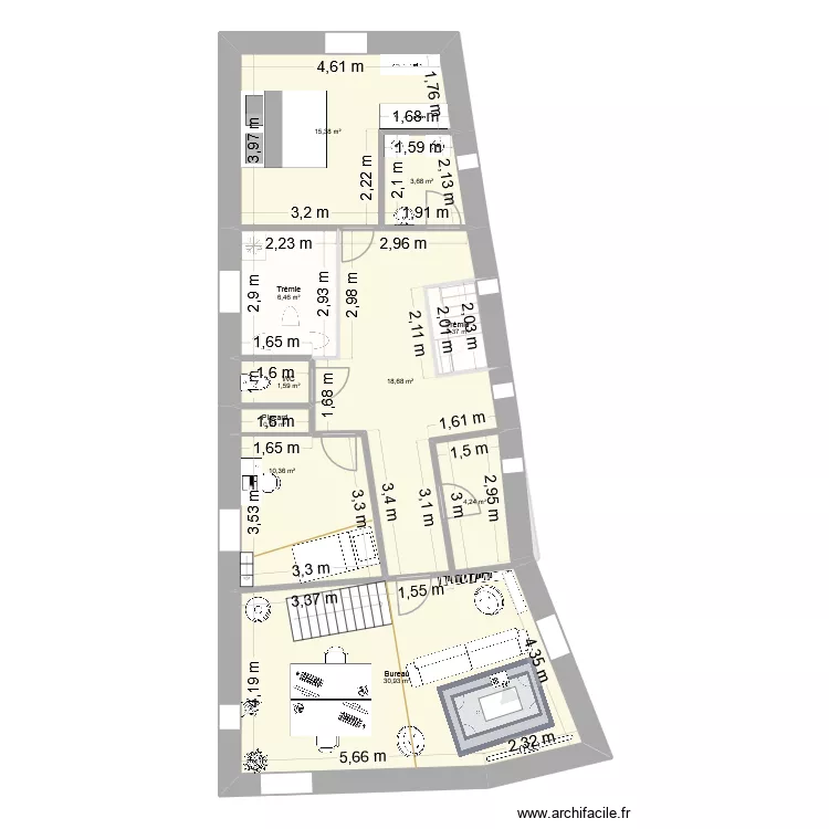 Pradel Appt RP urbanis. Plan de 14  et 178 m²