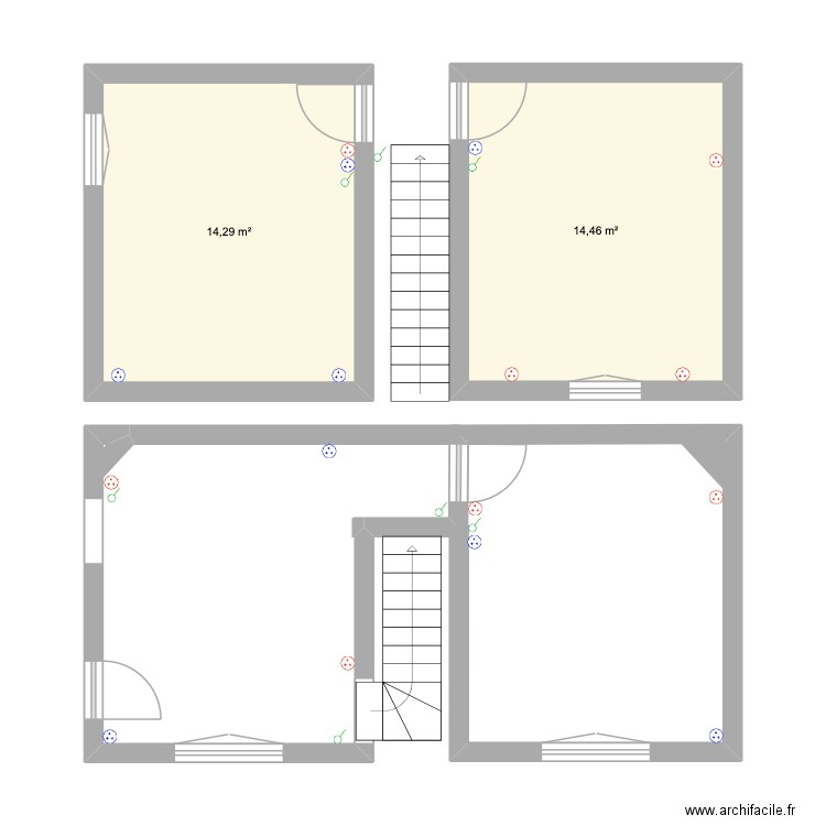 avant travaux. Plan de 2 pièces et 29 m2