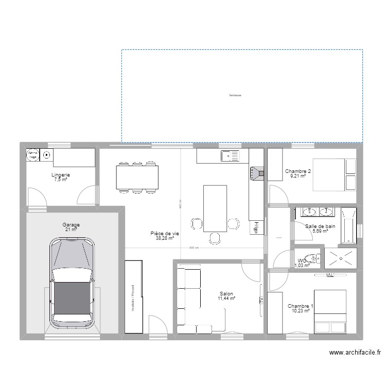 Maison Anjou. Plan de 9 pièces et 107 m2