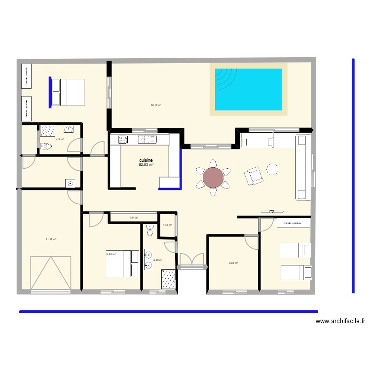 plan walid modifié 1. Plan de 9 pièces et 223 m2