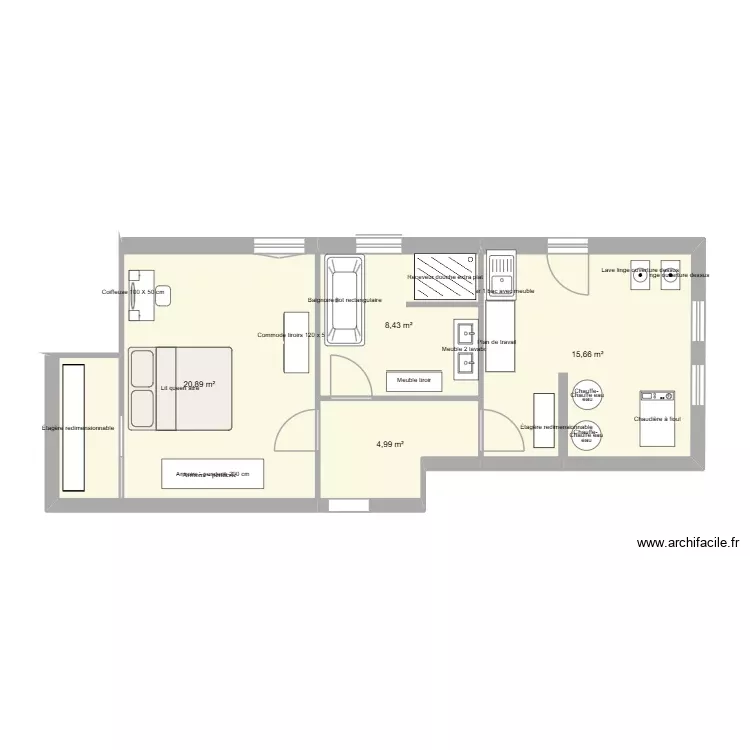 Projet salle d'eau n1. Plan de 4 Pièces et 50 m² Projet salle d'eau n1. Plan de 4 Pièces et 50 m²