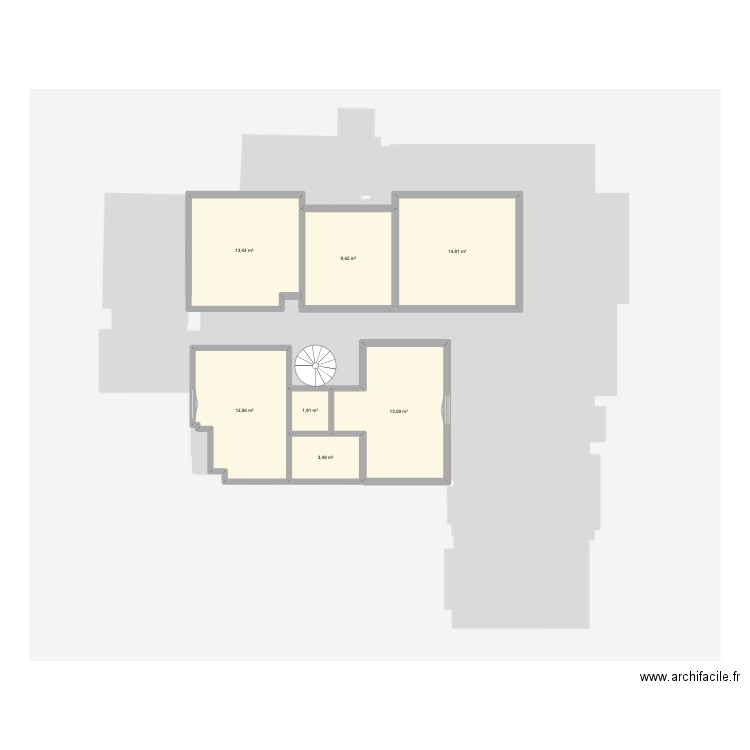Immeuble Neveucelle niveau 2. Plan de 7 pièces et 69 m2