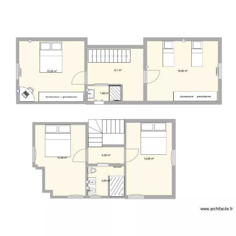 Immeuble Neveucelle niveau 2. Plan de 8  et 75 m²