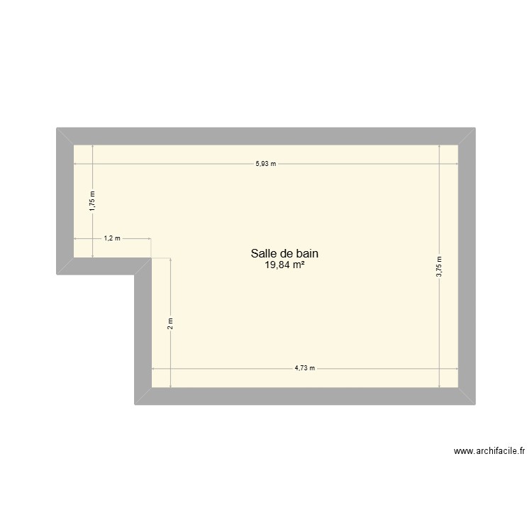 restructuration sdb / wc maison principale. Plan de 1 pièce et 20 m2