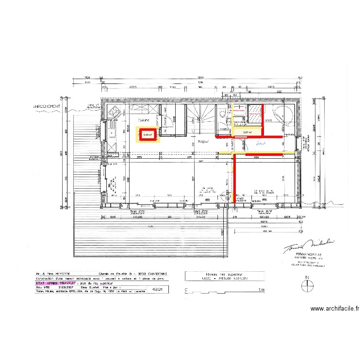 Paudille parents. Plan de 2 pièces et 1 m2