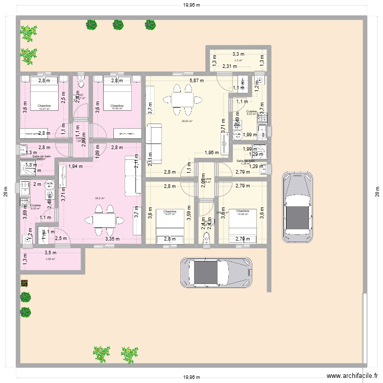 Lambarènè 5. Plan de 17 pièces et 360 m2