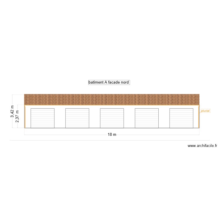 batiment A facade nord. Plan de 1 pièce et 43 m2
