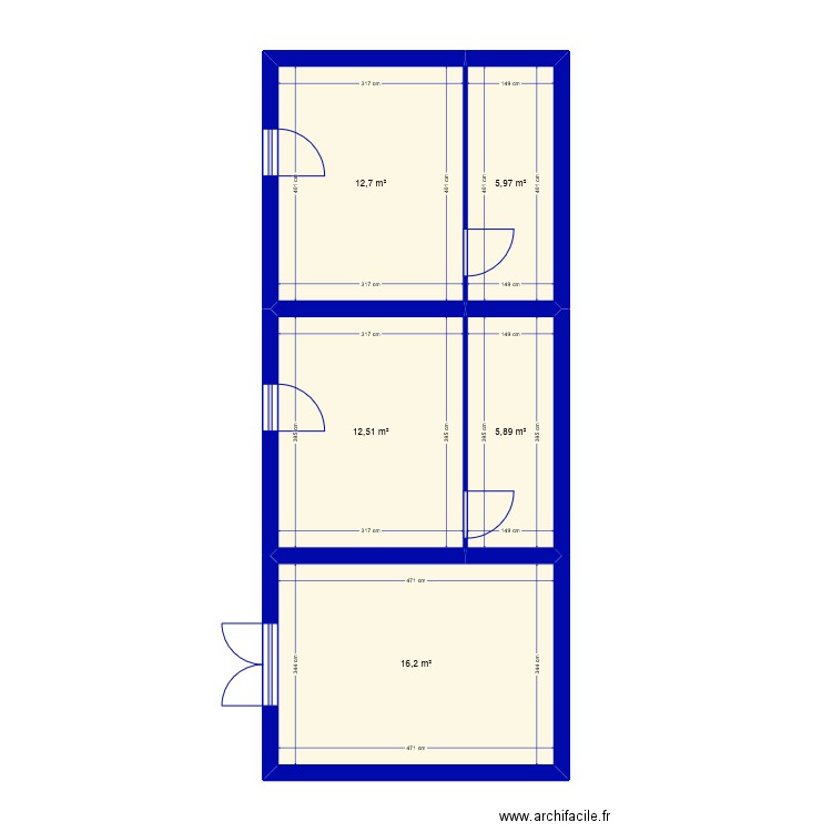 essai03. Plan de 5 pièces et 53 m2