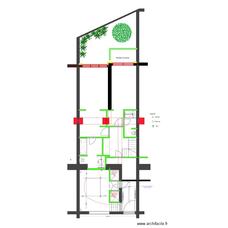 BAUCQ 77 Rez de Jardin Communs Electricité. Plan de 9 pièces et 91 m2