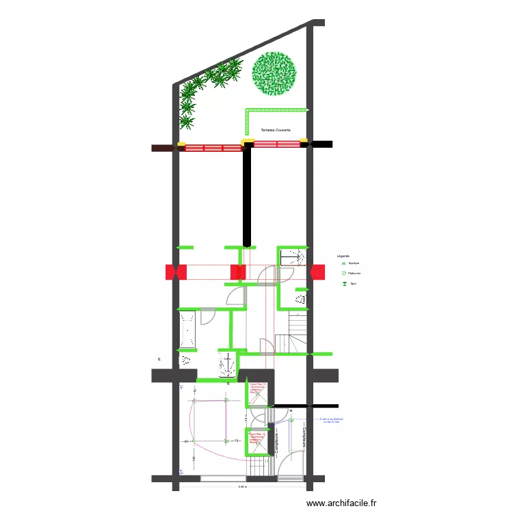BAUCQ 77 Rez de Jardin Communs Electricit&eacute;. Plan de 9  et 91 m²