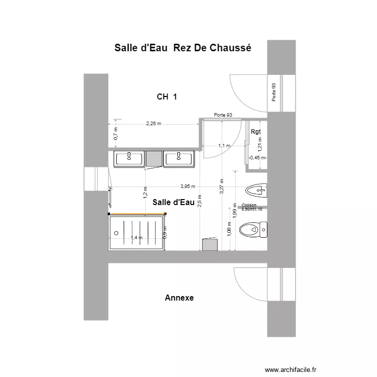 Salle d'eau R de Ch.. Plan de 