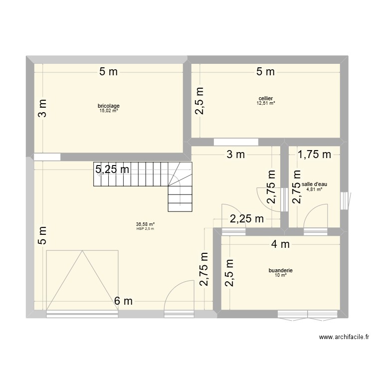 projet. Plan de 5 pièces et 79 m2