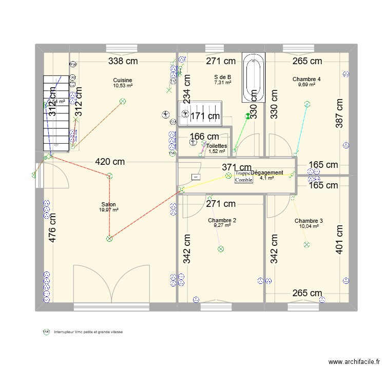 RDC St Cyr sur Loire. Plan de 9 pièces et 75 m2