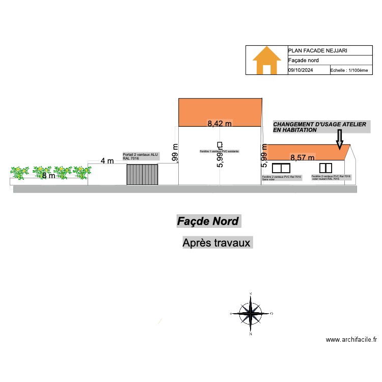 façade nord PROJET. Plan de 0 pièce et 0 m2