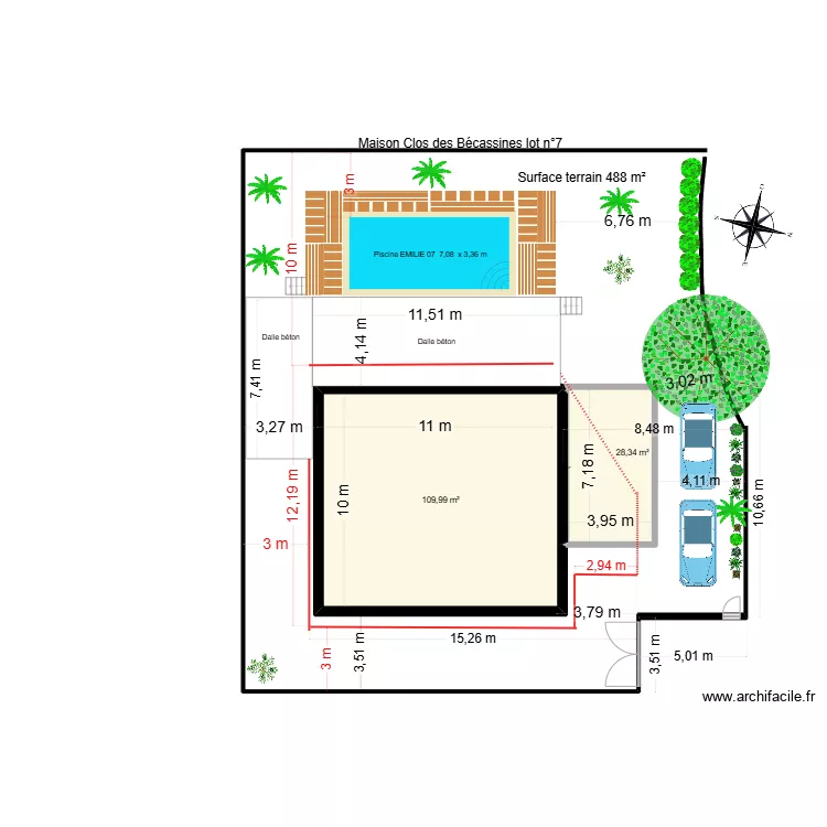 Maison Clos B&eacute;cassines v2. Plan de 