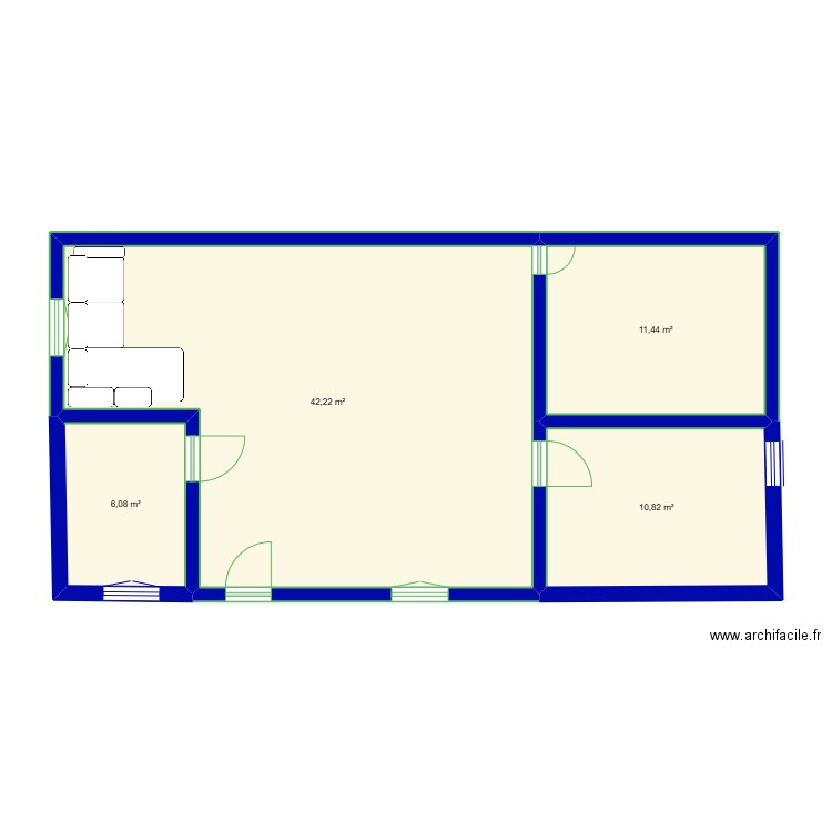 SOUS SOL. Plan de 4 pièces et 71 m2