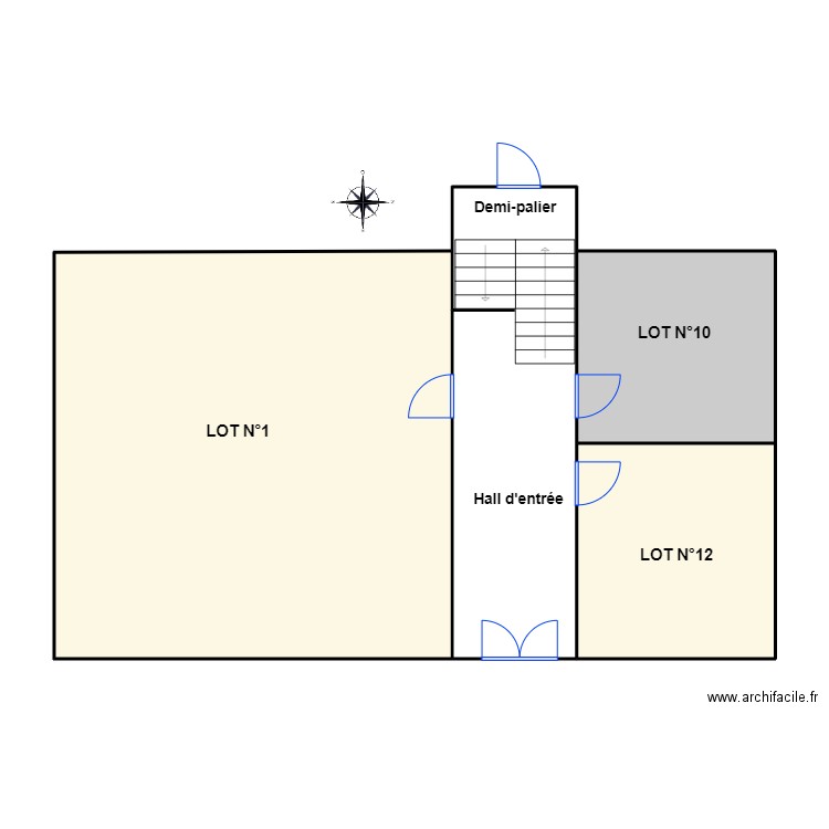 RDC. Plan de 4 pièces et 103 m2