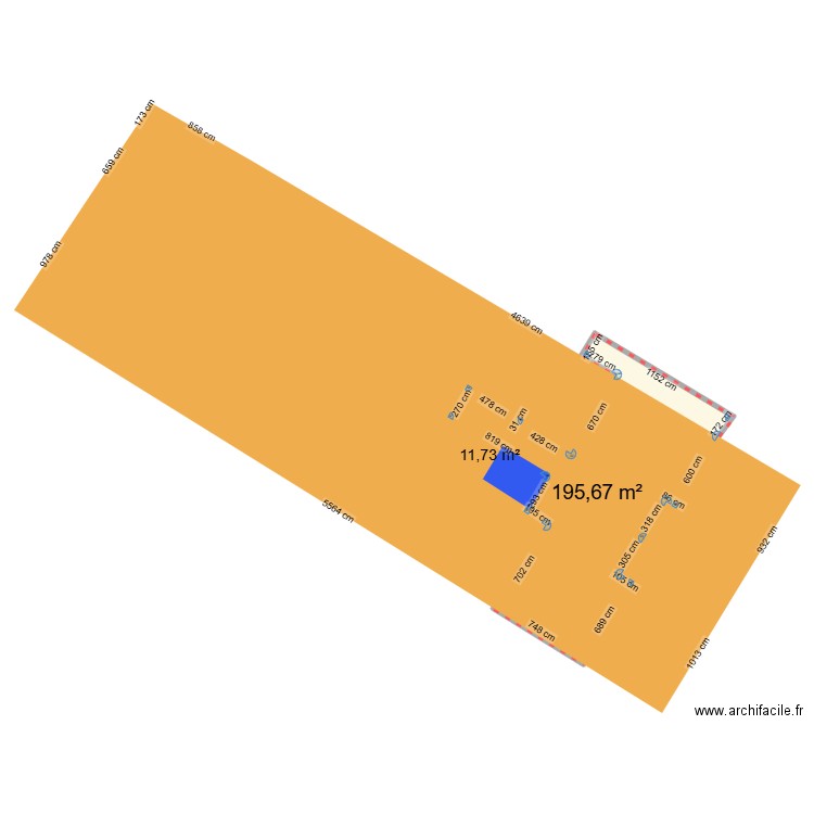 essais. Plan de 1 pièce et 196 m2
