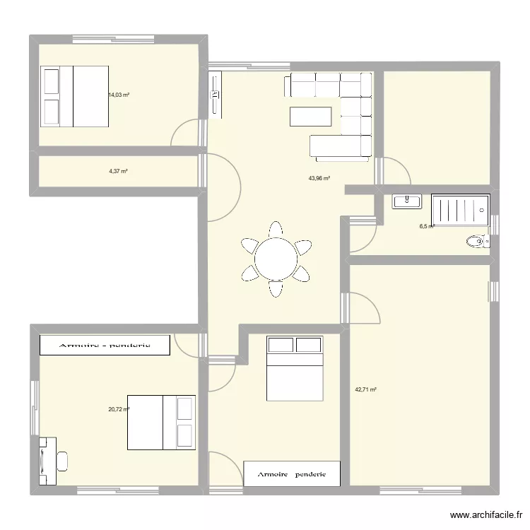 maison. Plan de 6  et 132 m²
