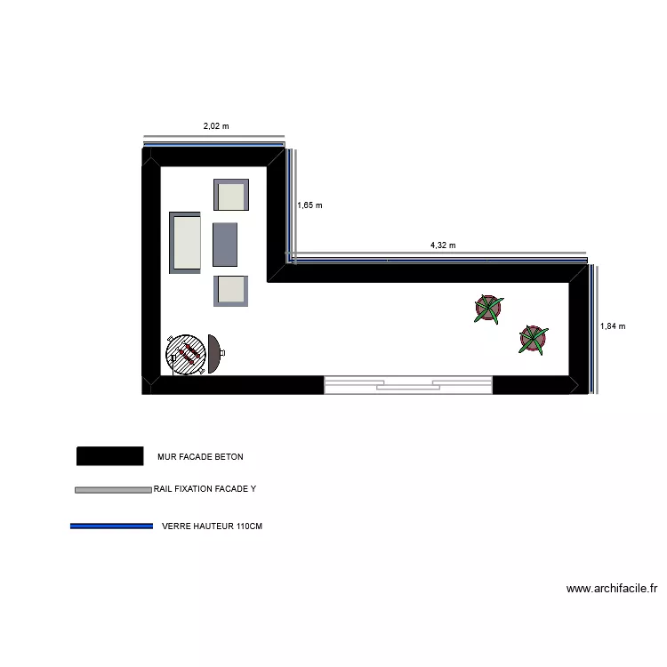 TERRASSE SUD OUEST. Plan de 