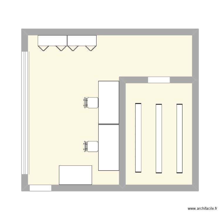 atelier. Plan de 2 pièces et 39 m2