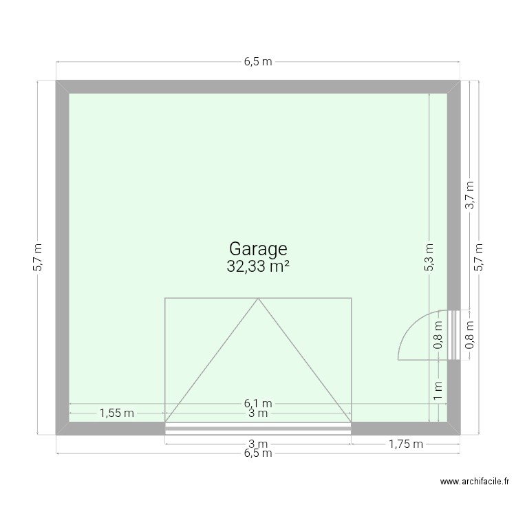 Delvalle maurice. Plan de 1 pièce et 32 m2