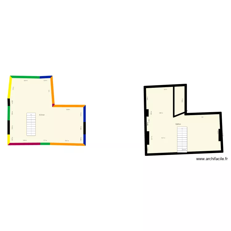 comble vide. Plan de 2  et 102 m²