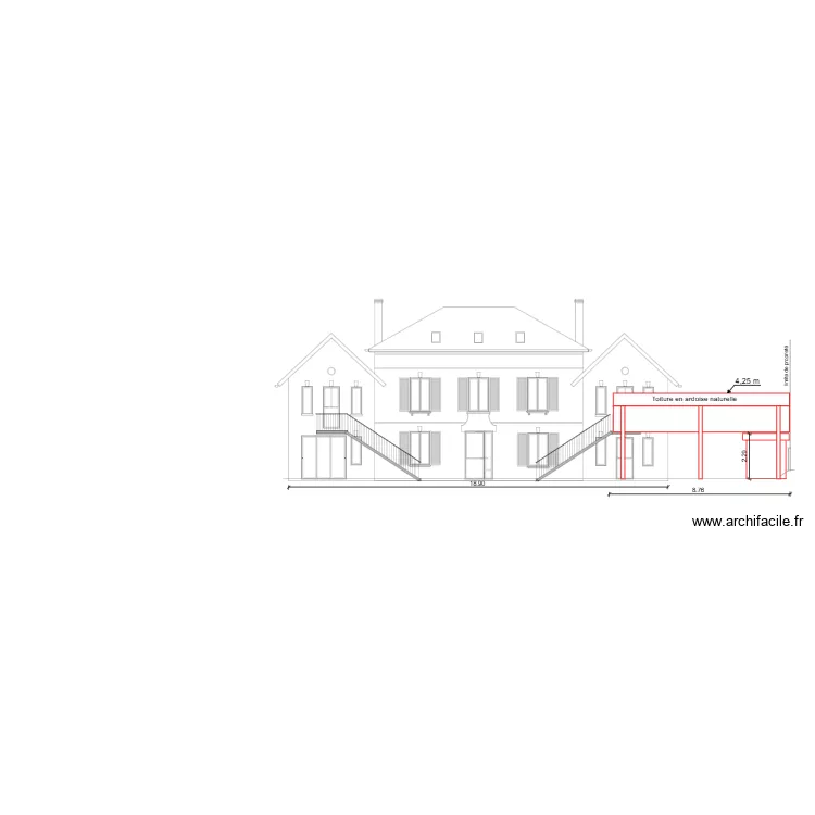 Façade sud carport. Plan de Façade sud carport. Plan de
