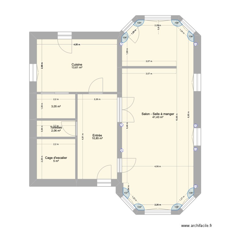 Dijon Eiffel 20250725-avec ouvertures. Plan de 6 pièces et 76 m2