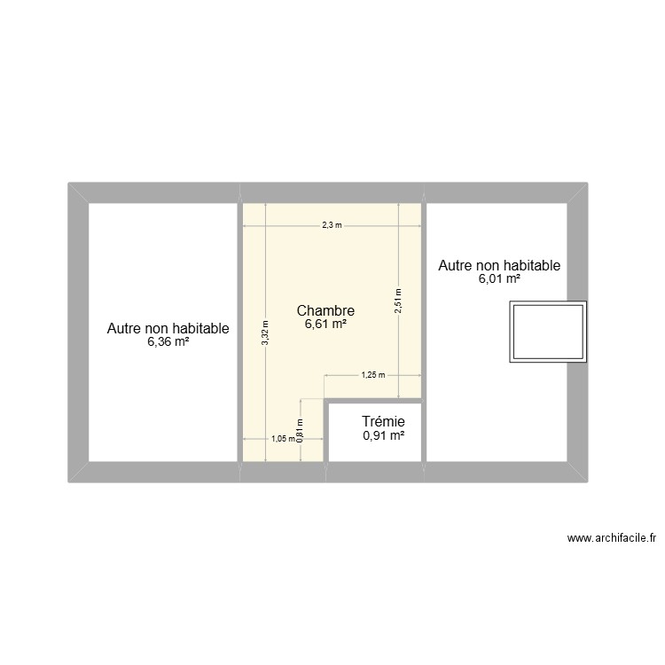 roubaix comble. Plan de 4 pièces et 20 m2