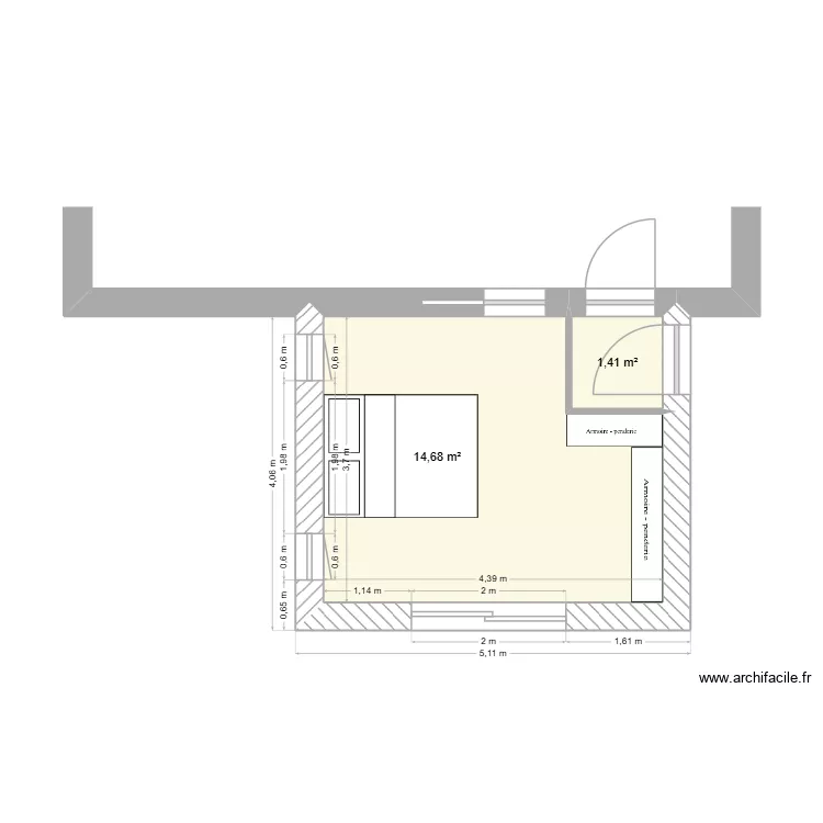 VANNES. Plan de 2 pièces et 16 m²