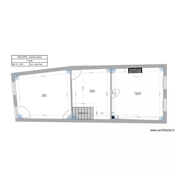 Grande maison - 1er &eacute;tage. Plan de 