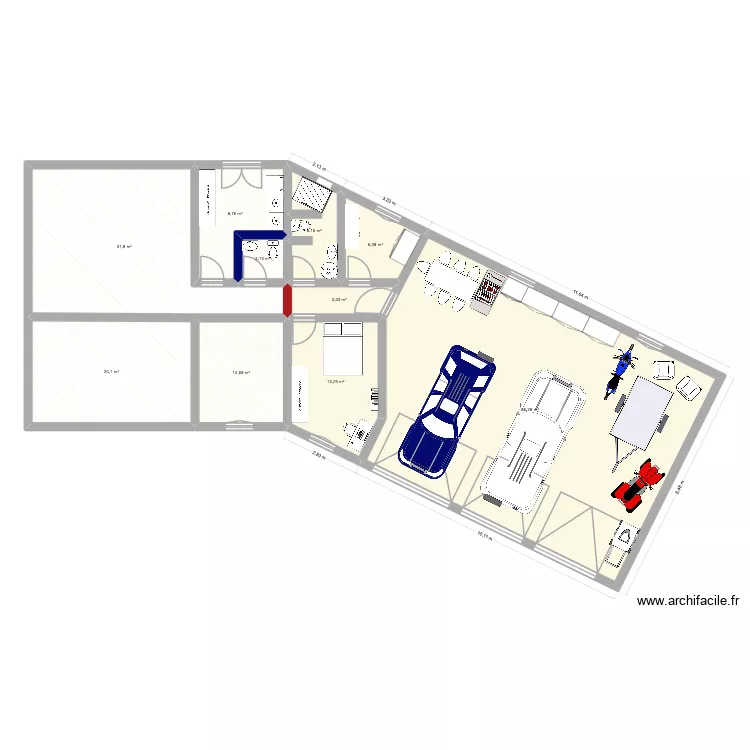 Agrandissement maison. Plan de 10 pièces et 185 m²
