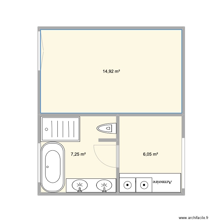 PLAN AVA. Plan de 3 pièces et 28 m2